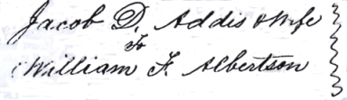 Estate of Henry Albertson to Jacob D. Addis